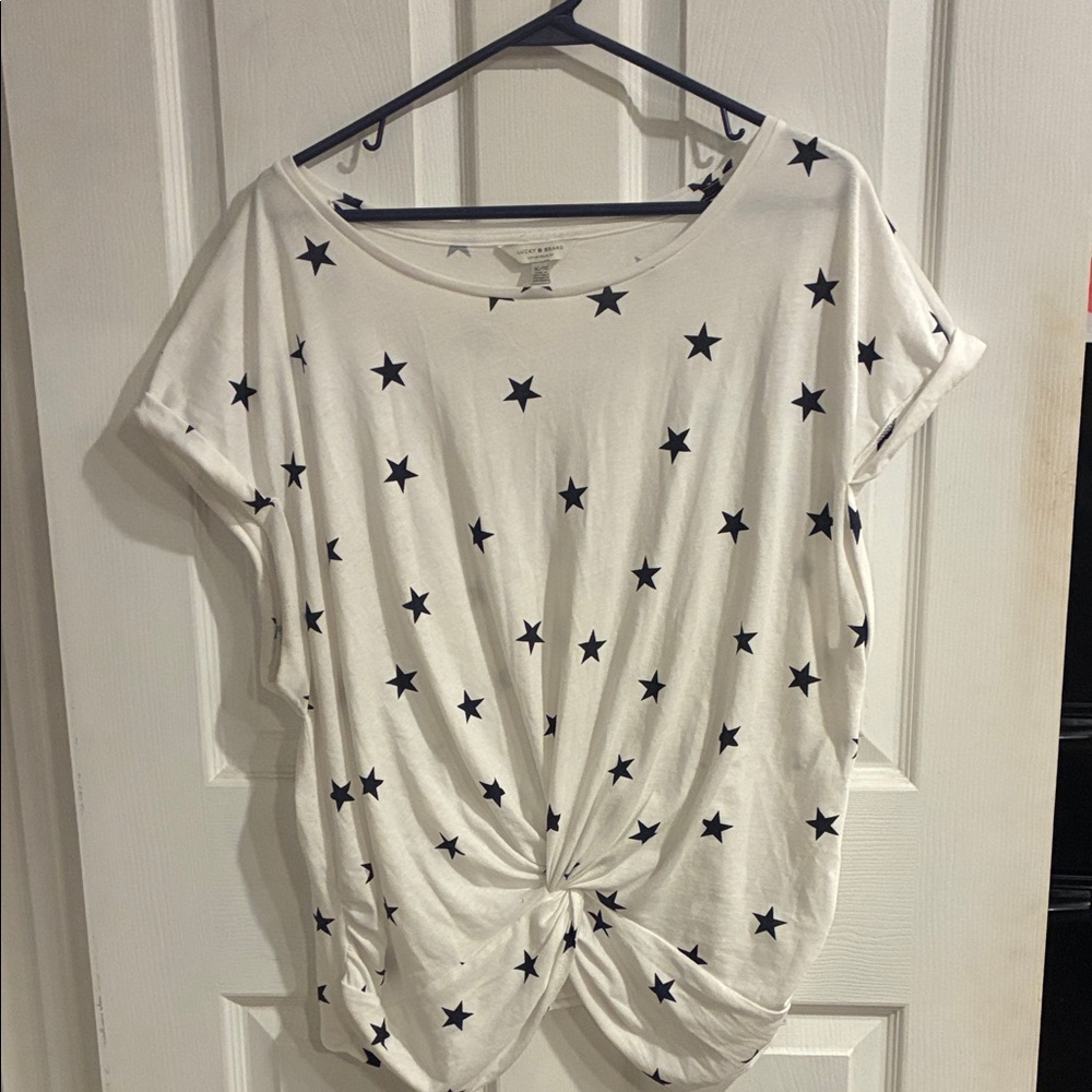 Lucky Brand White Star Print Short Sleeve Tee